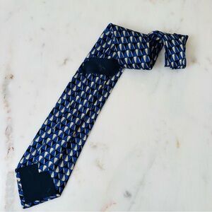 Bijan Silk Geometric Blue and Black Men's Tie